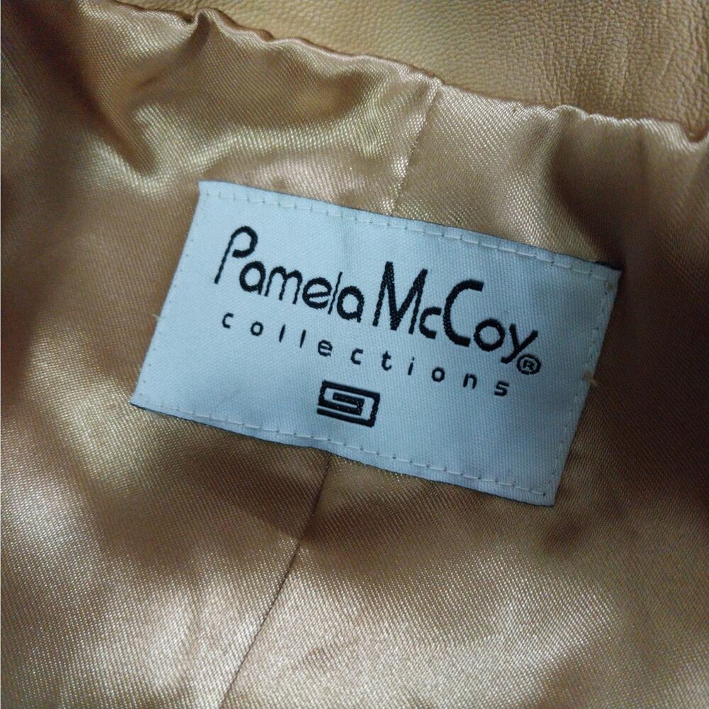 NWOT! PAMELA MCCOY! CAMEL TAN BEIGE GENUINE LEATHER KNOT DETAIL JACKET! SZ M - Picture 8 of 11